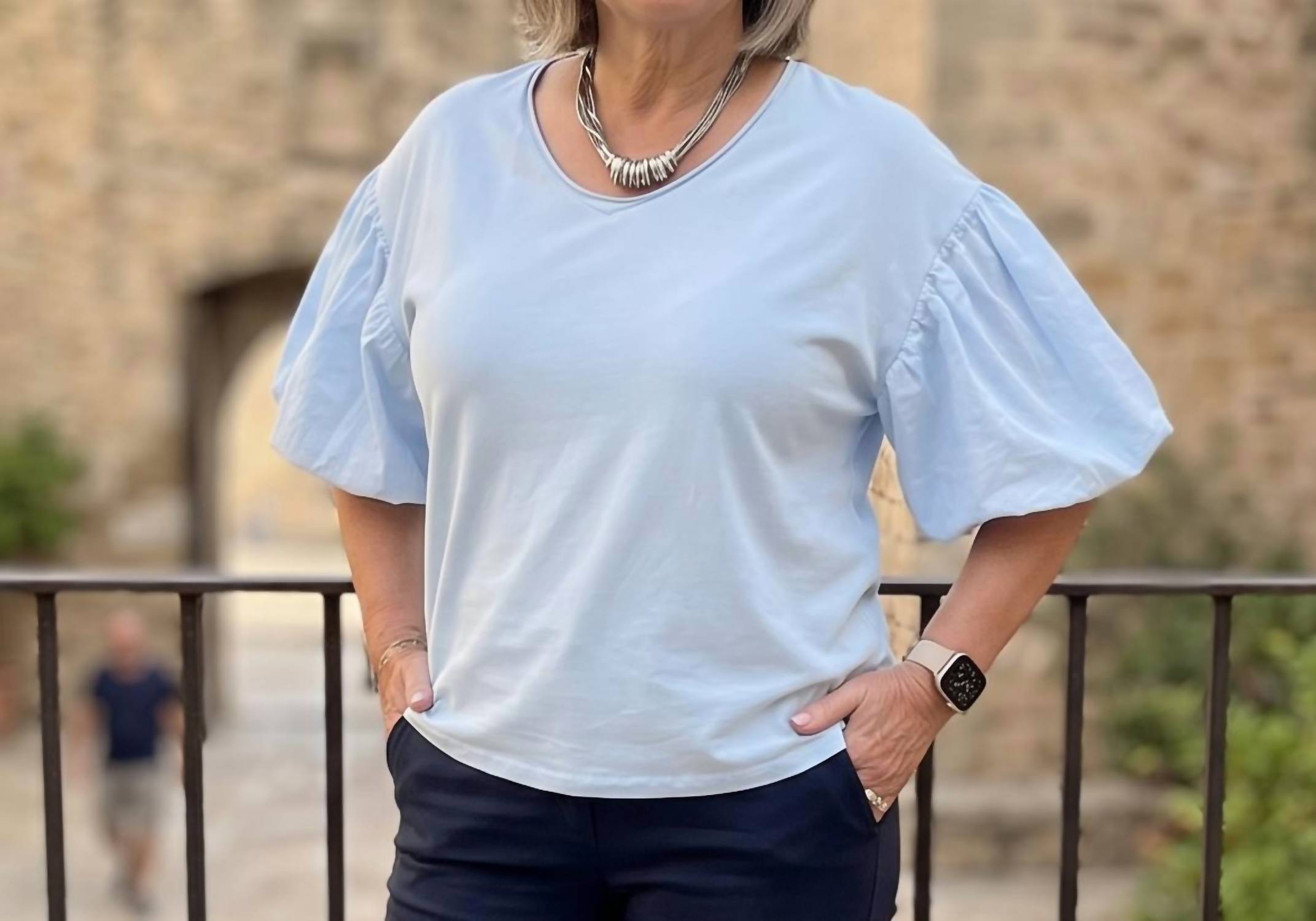 Made in Italy The Soft Statement Everyday Top in italy the soft statement everyday top in sky blue - women's blouse