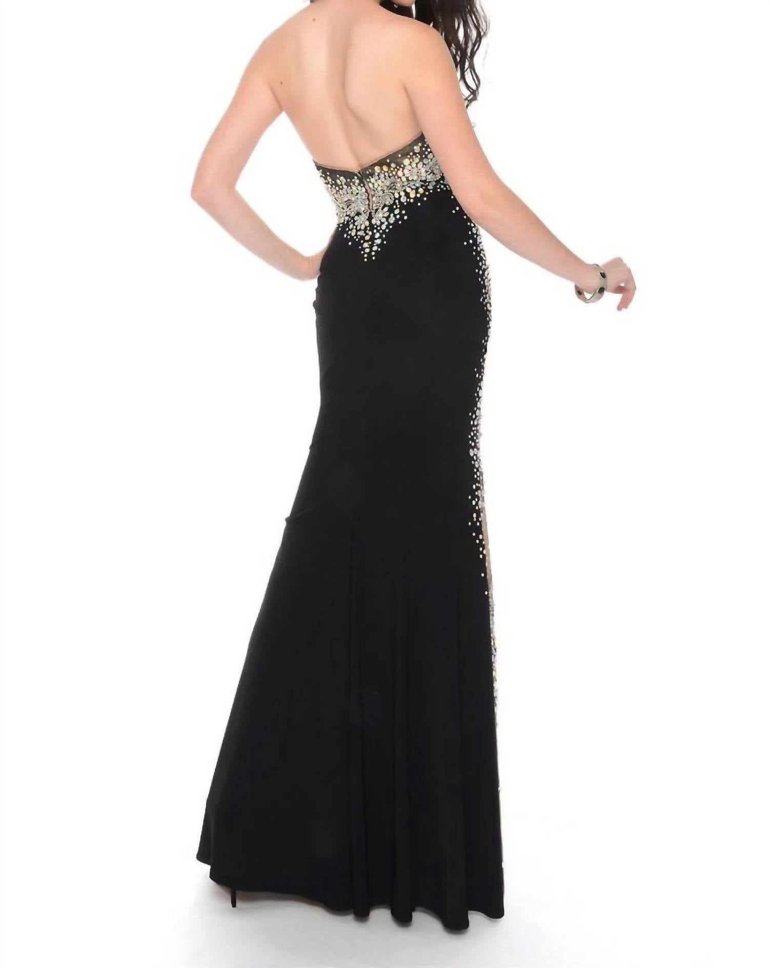 Precious Formals - Formal Strapless Beaded Mermaid Evening Gown