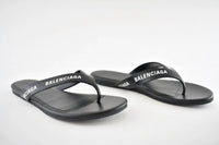 Balenciaga - Women's Leather Logo Printed Flip Flops