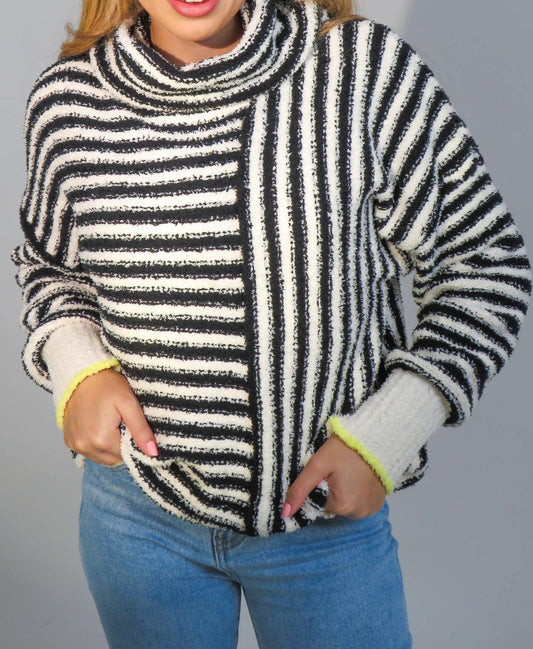 Very J - Serene Stripes Mock Neck Sweater
