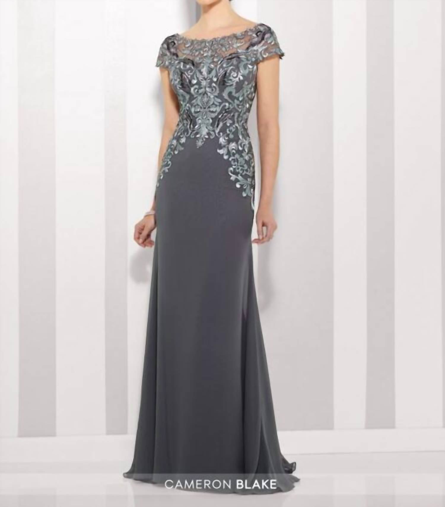 Cameron Blake Boat Neck Line Dress in pewter grey - women's dress