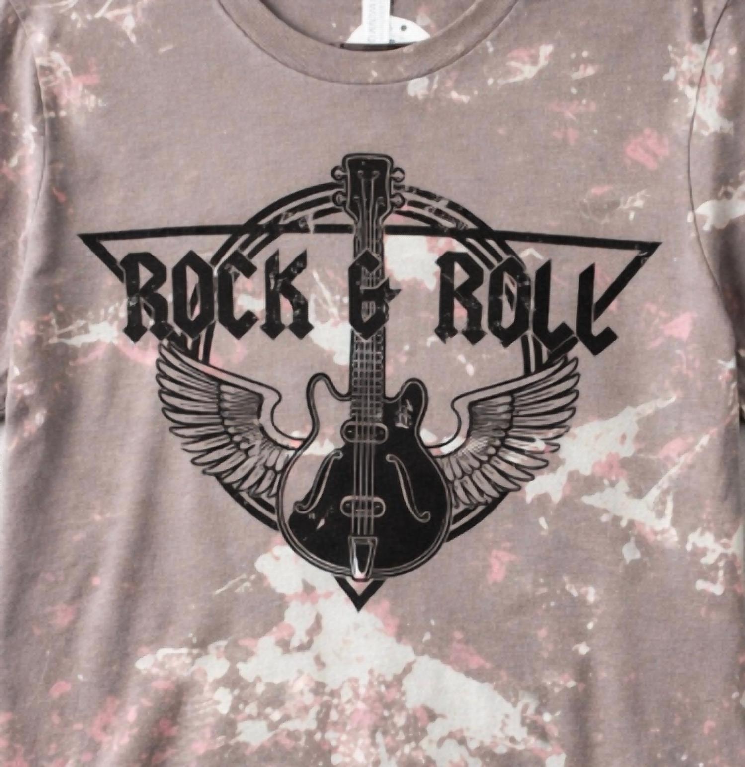 Thomas & Co Unisex Rock And Roll Bleached Tee in grey - women's t-shirt - detail view