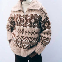 White + Warren - Alpaca Blend Fair Isle Bomber Sweater