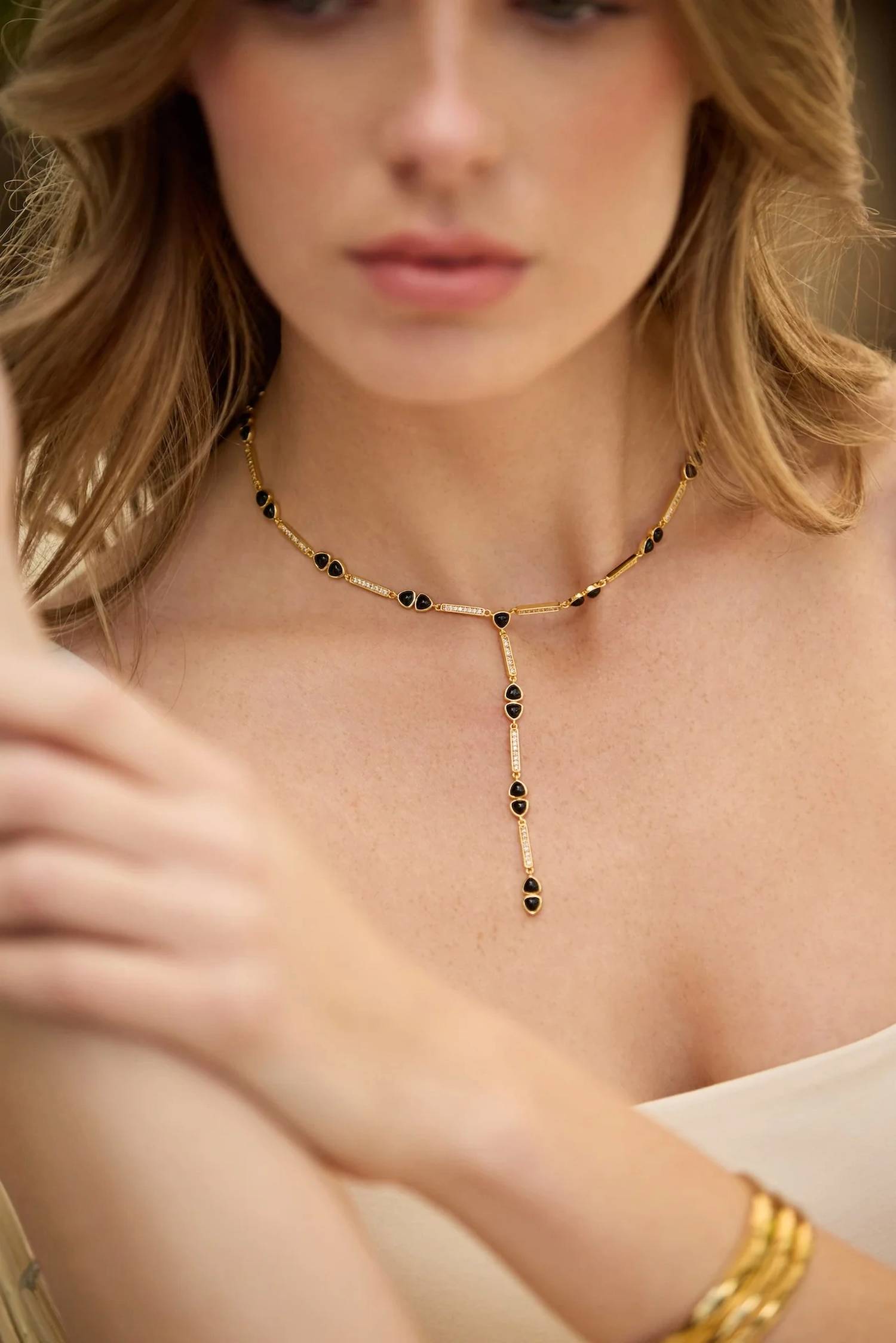 Adriana Pappas - Women's Gemstone Links Lariat Necklace