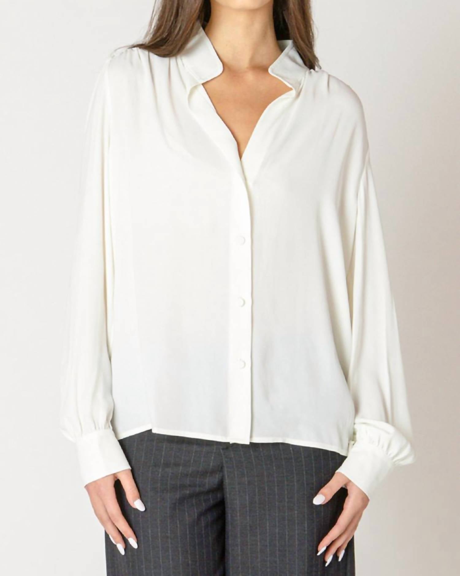 Dex - Relaxed Button Front Blouse