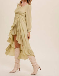 Listicle - High Low Ruffled Wrap Style Maxi Dress