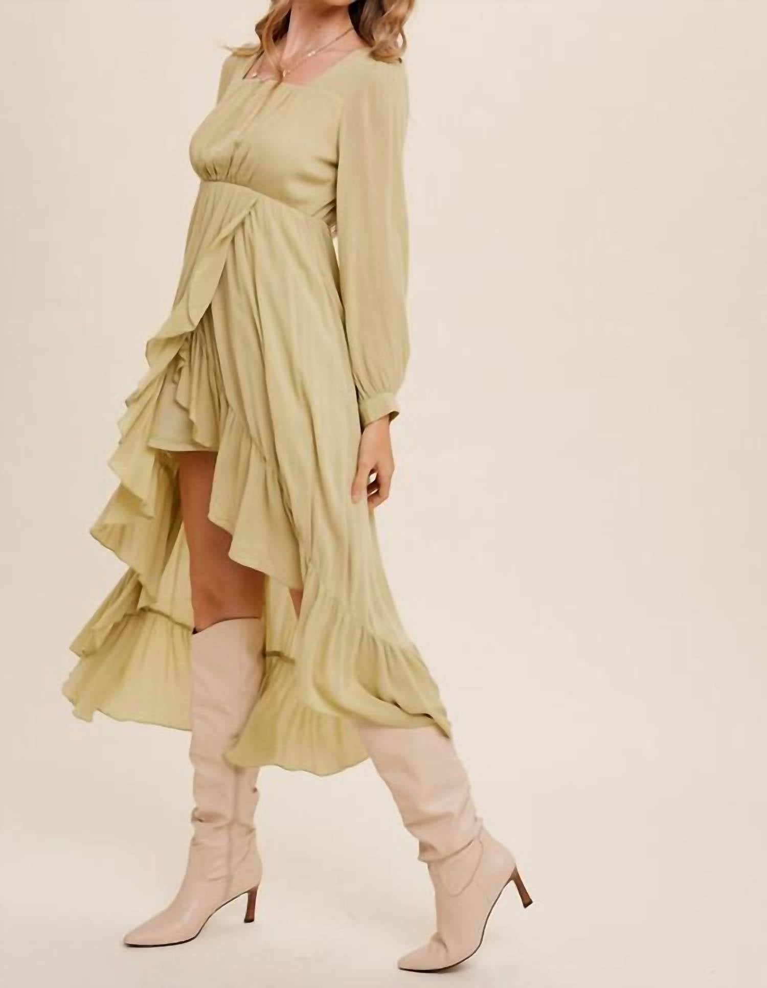 Listicle - High Low Ruffled Wrap Style Maxi Dress