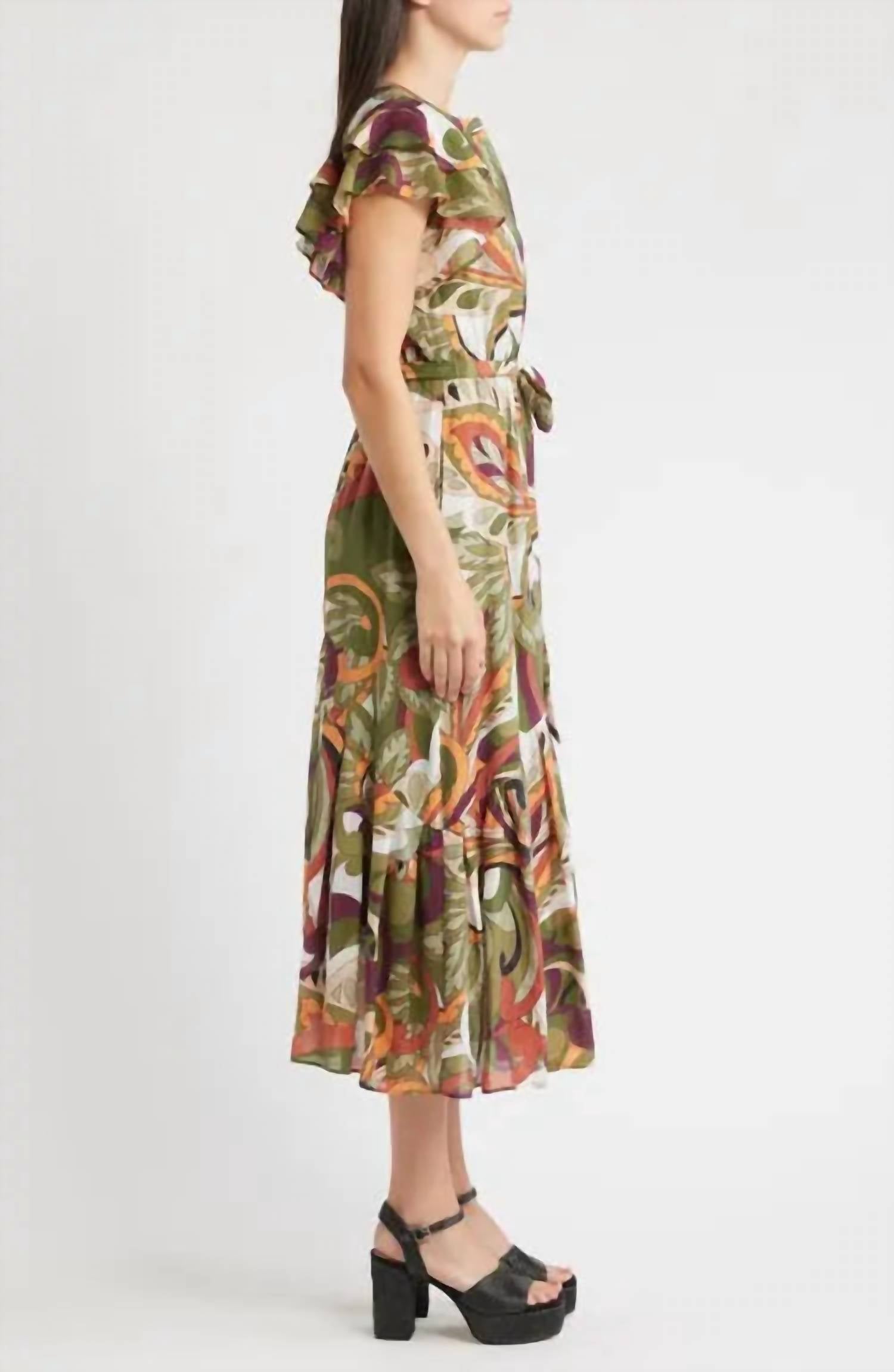 Ciebon - Nythia Printed Flutter Midi Dress