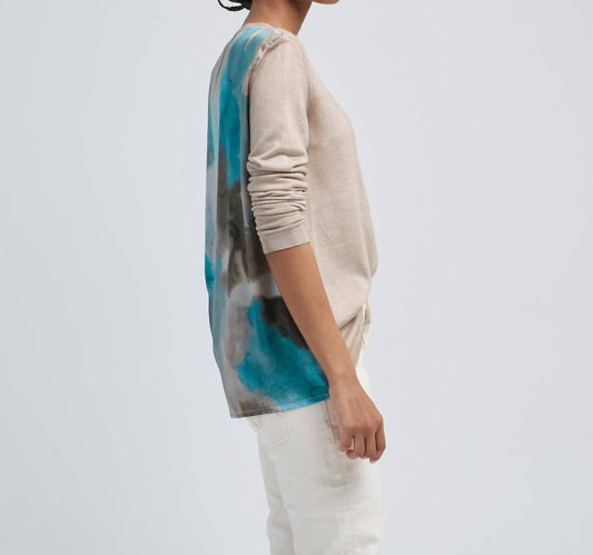 Avant Toi - V Neck Pullover With Watercolor Print Back Silk Top