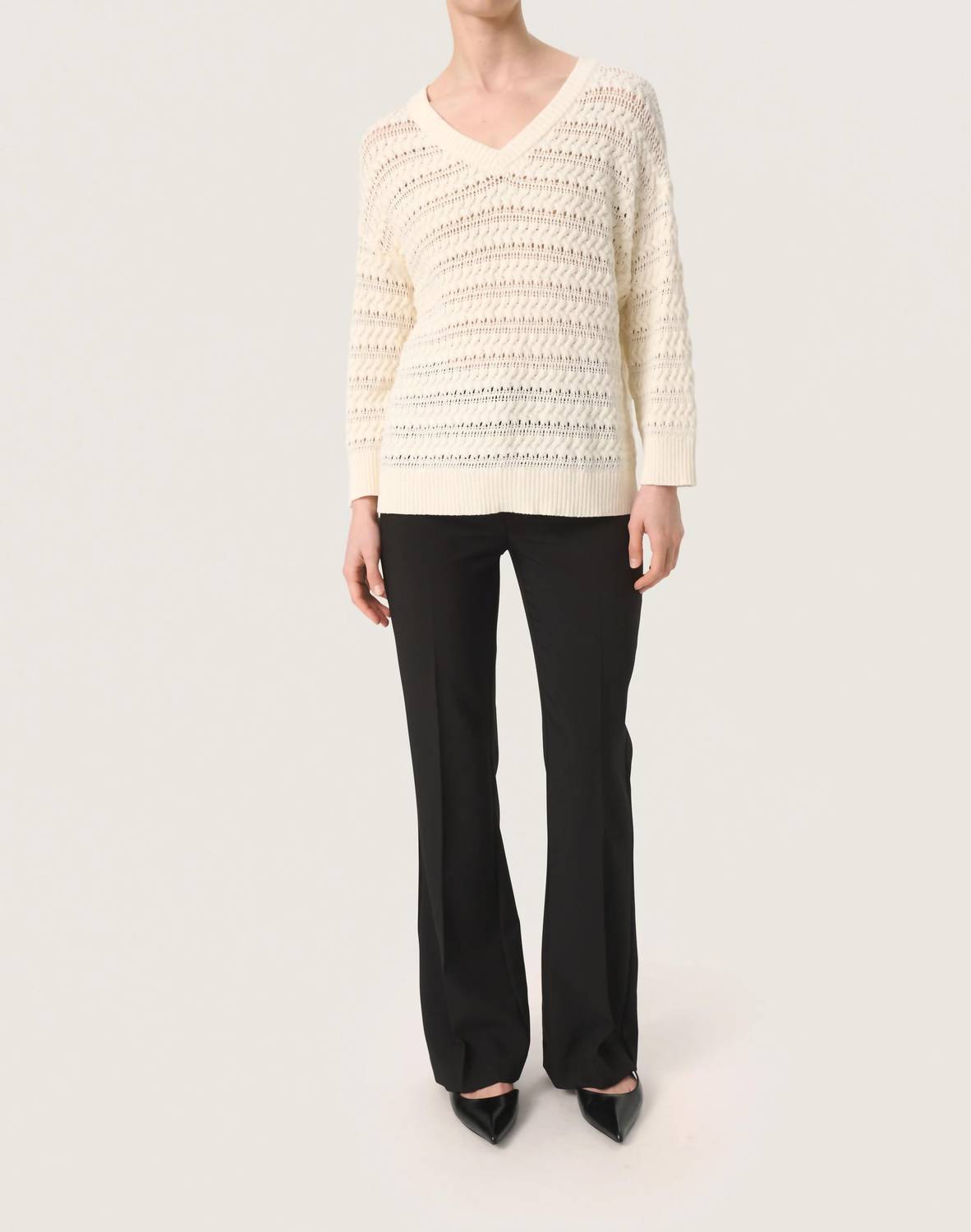 Soaked In Luxury - Skylah V-neck Three Quarter Sleeve Pullover