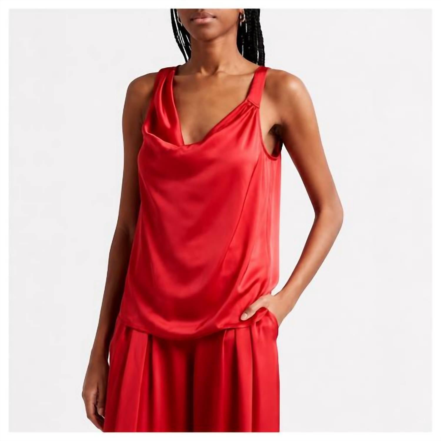 Ramy Brook - Zoe Cowl Neck Satin Tank Top