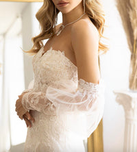 Lucci Lu - Puff Sleeve Strapless Bridal Gown