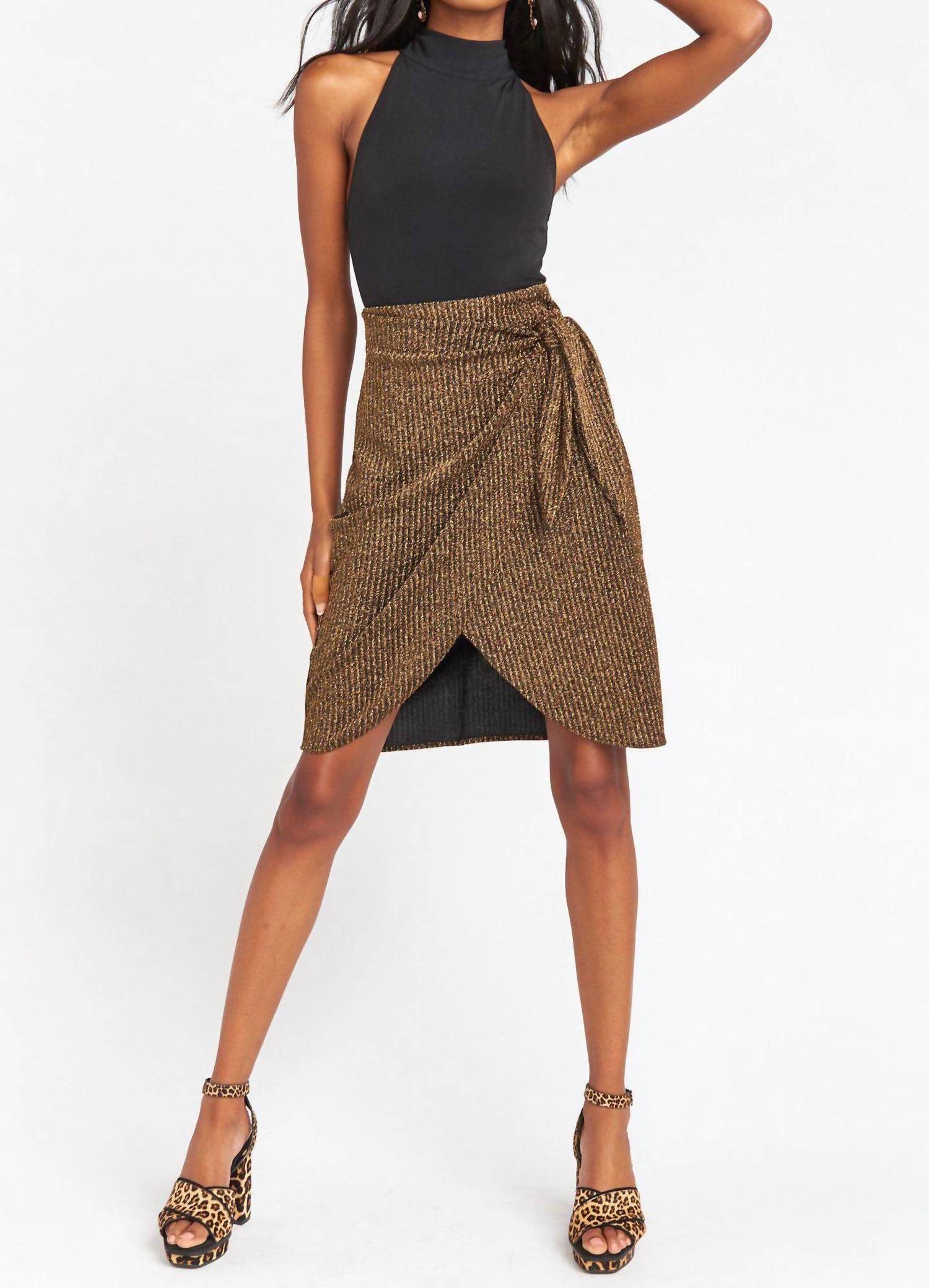 Show Me Your Mumu Anjolie Wrap Skirt in gold - women's skirt