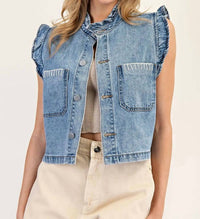 Ee:Some - Denim Ruffle Stitch Vest