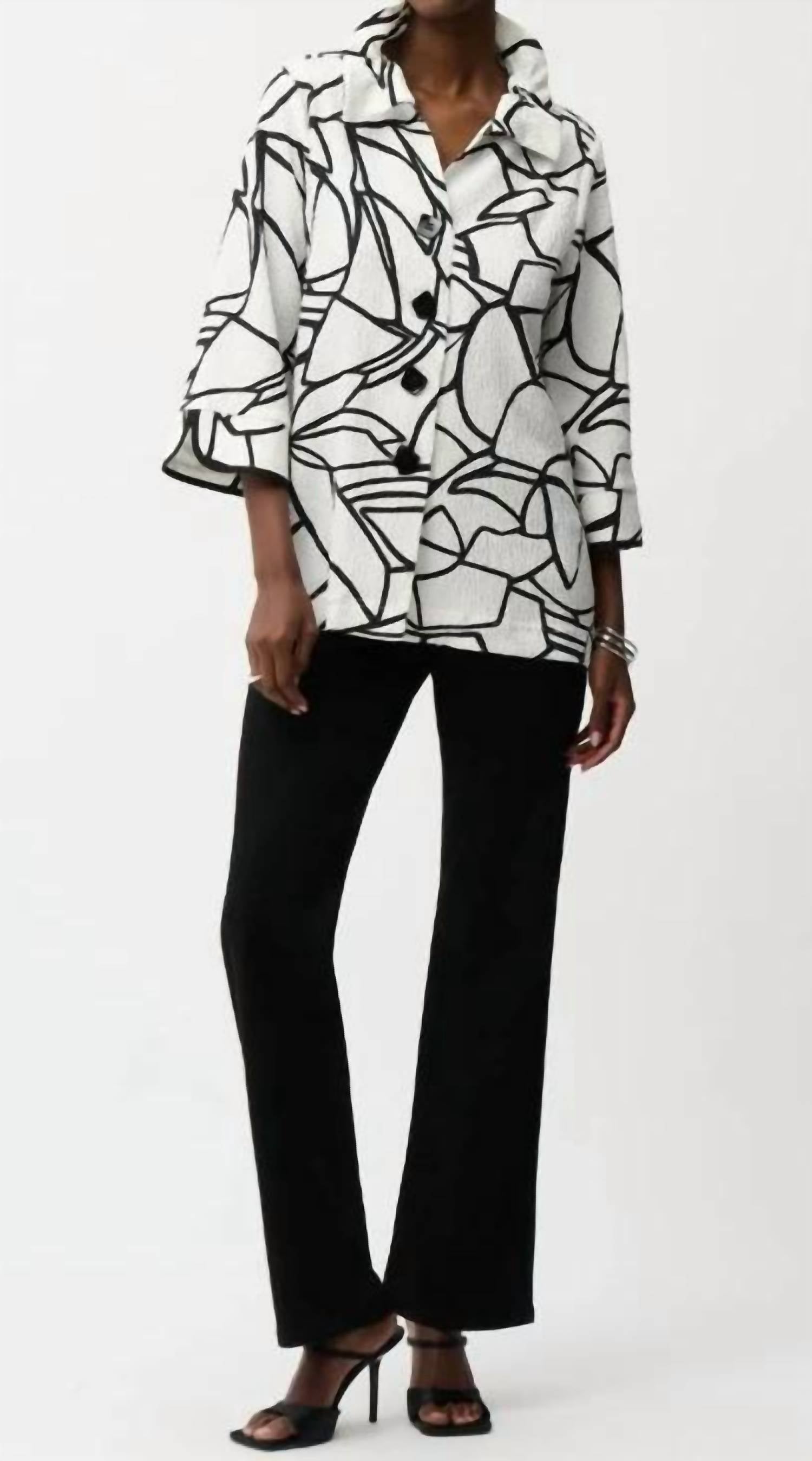 Joseph Ribkoff - Seersucker Abstract Print Trapeze Jacket