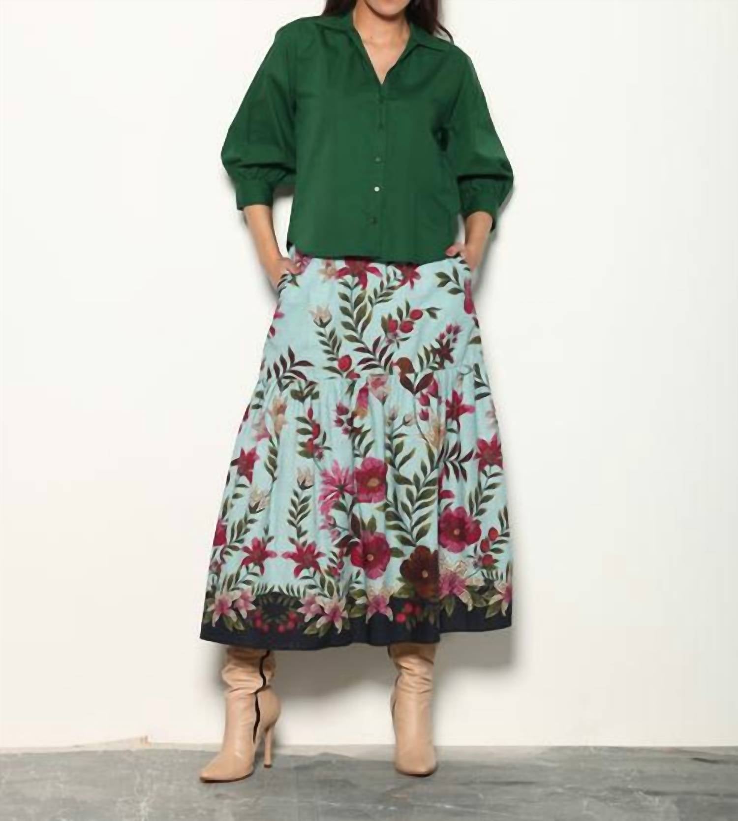 maude vivante Ada Midi Skirt in opal mosaic - women's skirt