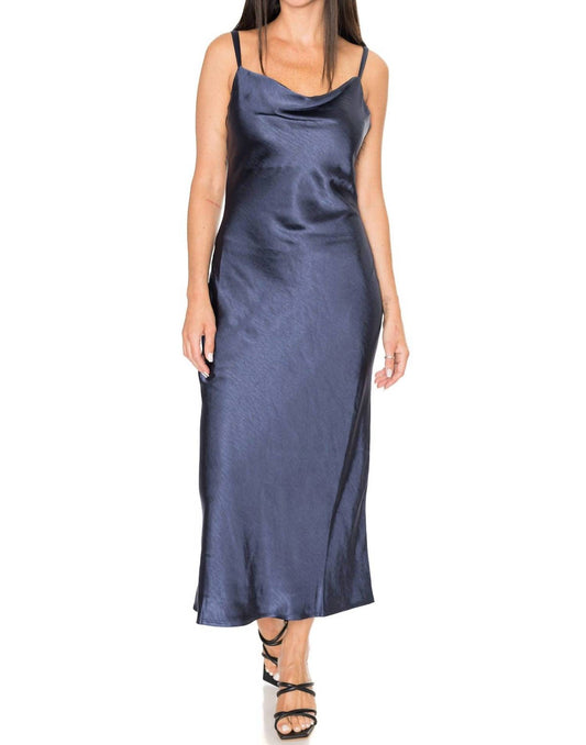 LINDA SATIN COWL NECK SLIP MAXI DRESS