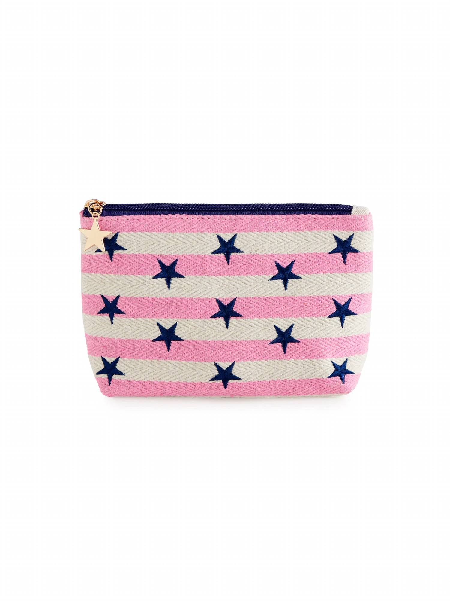Shiraleah Morgan Stars Small Zip Pouch in pink - women's bag - detail view