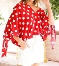 Vine & Love - Darla Polka Dot Tie Detail Blouse