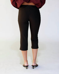 NIA Cruz Pinstripe Capri Pants in black - women's pants - detail view