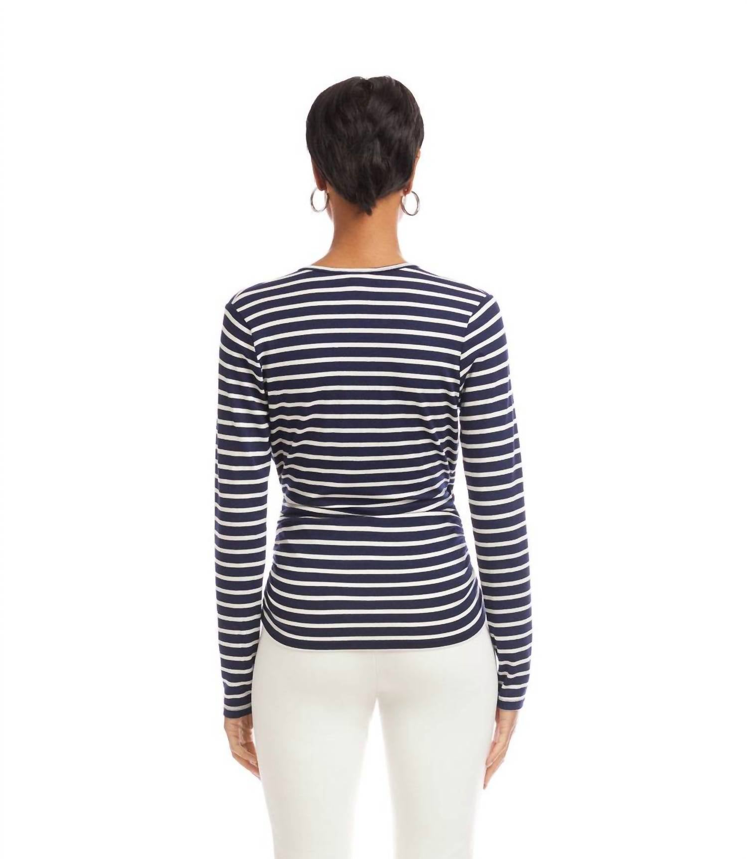 Karen Kane - Long Sleeve Side-shirred Crossover Top