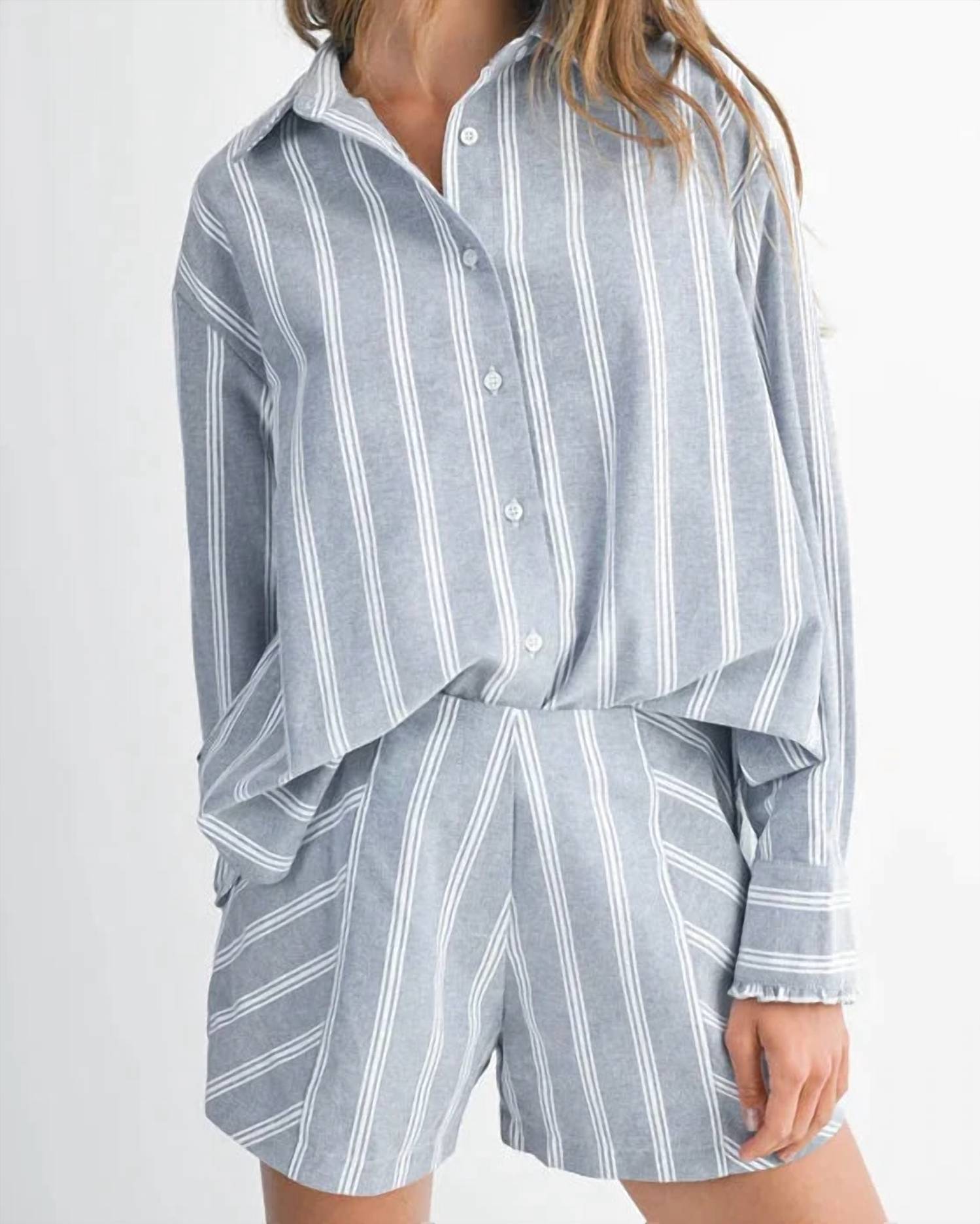 Mable - Cotton Pinstripe Shorts