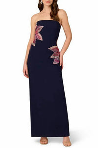 Aidan Mattox - Beaded Floral Strapless Gown Dress