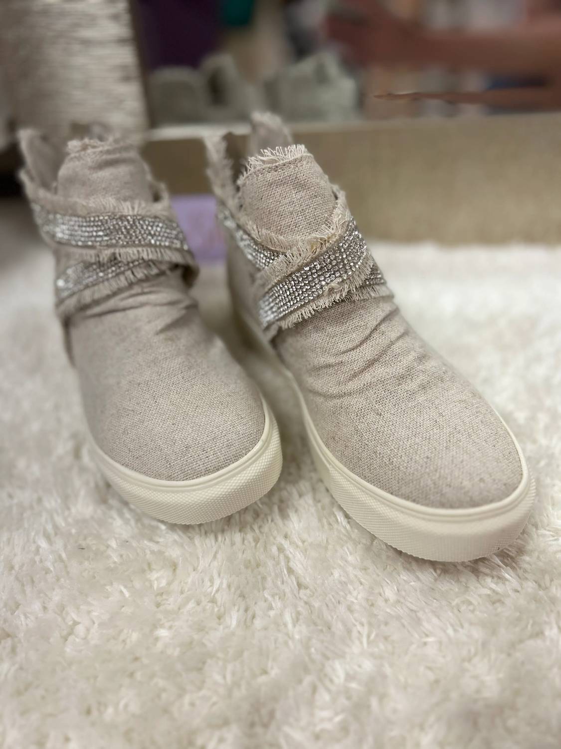 Very G - Women's Flora Distressed Rhinestone High Top Shoes