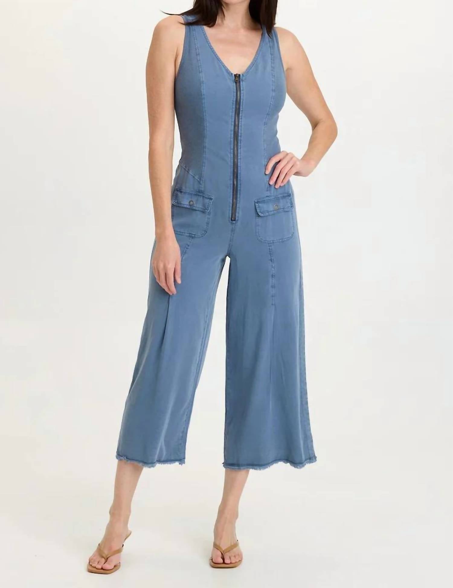 Xcvi - Linette Twill Zip-up V-neck Jumpsuit