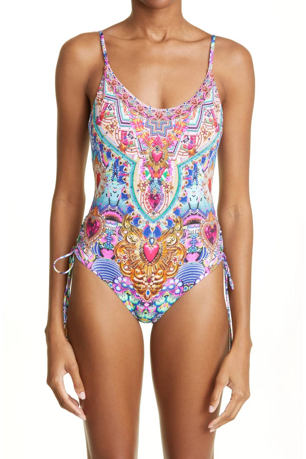 Camilla - Scoop Neck Lace Up Side One Piece
