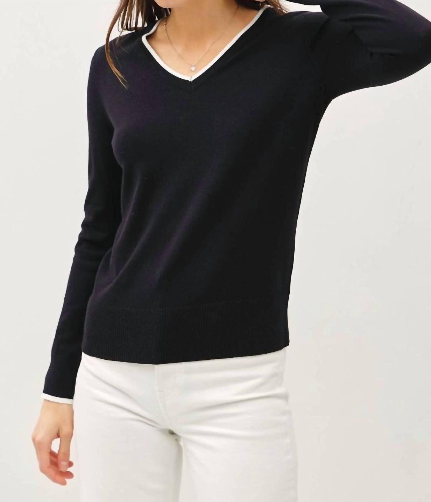 Be Cool - Lexi Varsity Style V Neck Top