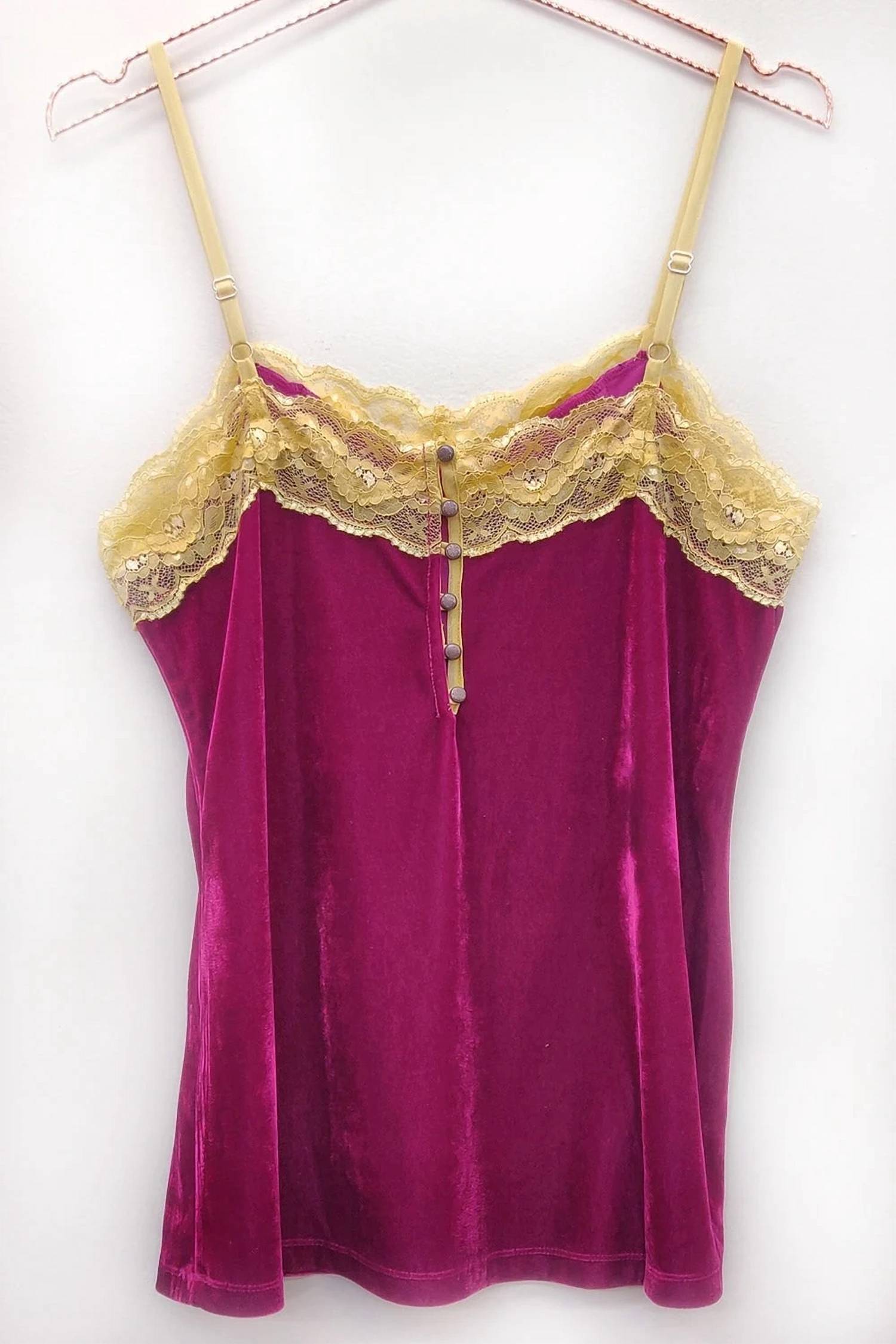 Aratta - Women's Velvet Lace Trim Cami Top