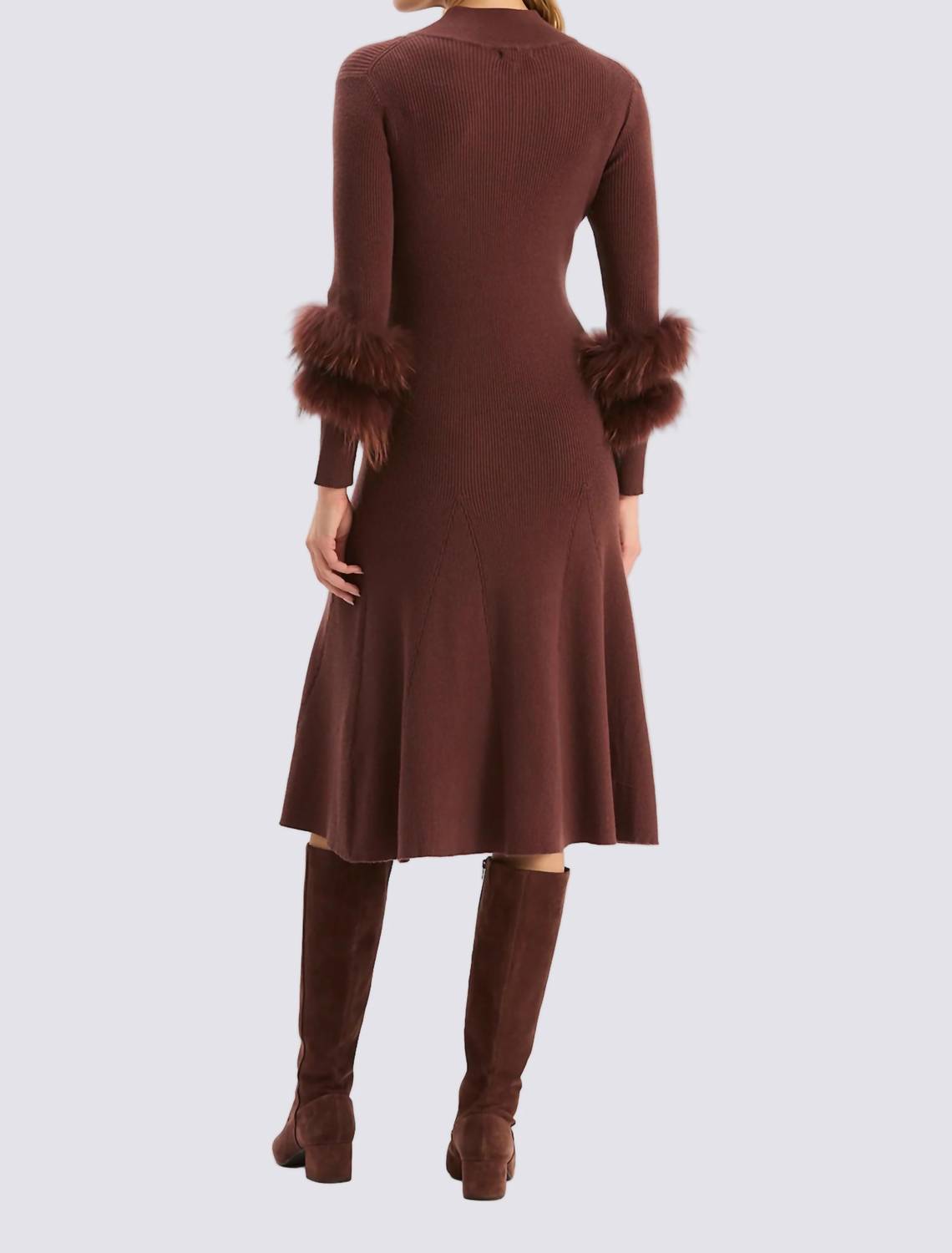 Tyler Boe - Celia Knit Dress With Fur