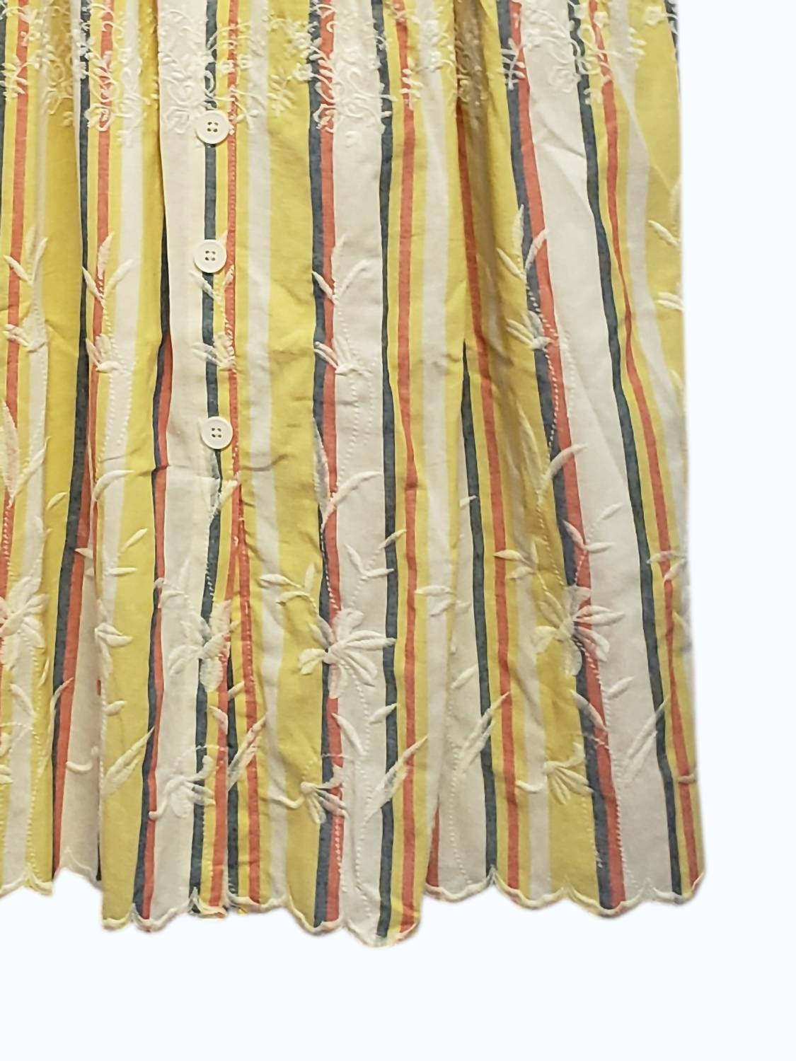 En Creme - Women's Embroidered Striped Maxi Skirt