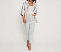 Elsie & Zoey - Wynn Striped Long Sleeve Collared Top