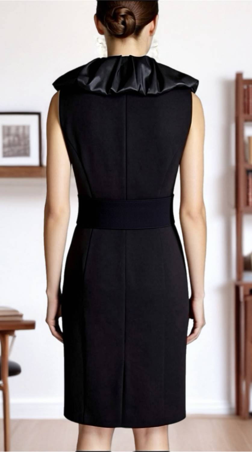 Nue By Shani - Built In Shapewear High Ruffle Neck Dress