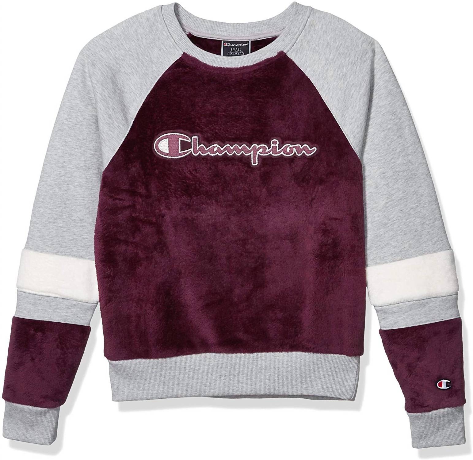 Champion - Super Fleece Faux fur Colorblocked Metallic logo Sweatshirt