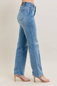 Judy Blue - Women's Mid Rise Tummy Control Vintage Wash Straight Leg Jeans