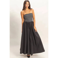Hyfve - Striped Strapless Flowy Midi Dress