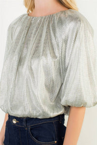THML SEQUIN FLOWY TOP in silver - women's shirt - detail view