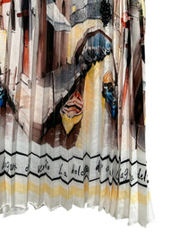 Oz - Women's Silk Scenery Skirt With Belt