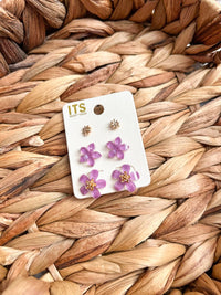 White Label - Women's Trio Floral Stud Earrings