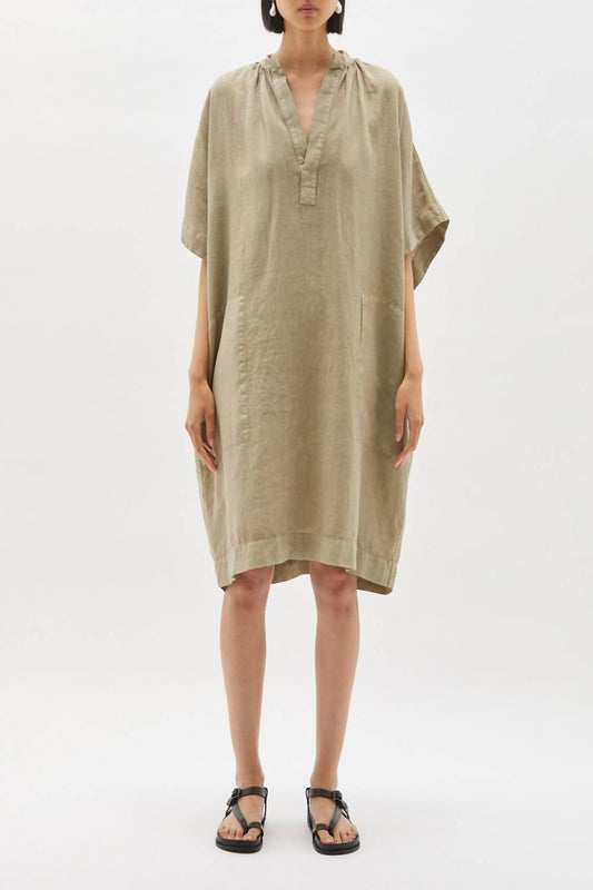 Bassike - Washed Linen Gathered Tank Dress