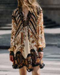 FARM RIO Majestic Garden Sand Lace Mini Dress in beige - women's dress - alternate view