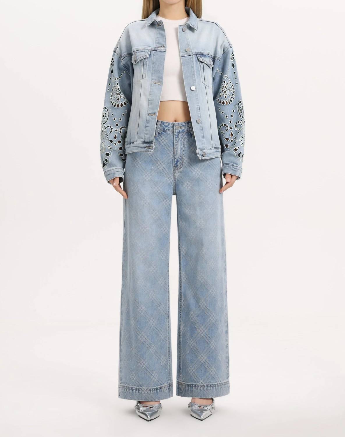 Bayeas - Gaia Eyelet Detail Long Sleeve Denim Jacket