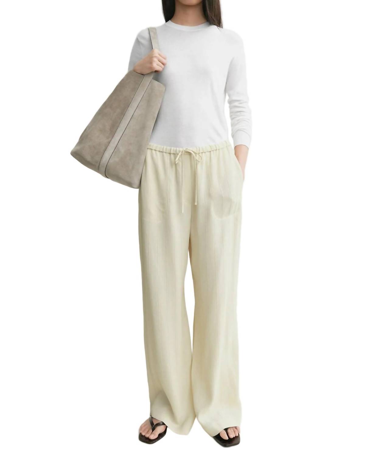 Toteme - Woven Drawstring Stripe Trousers