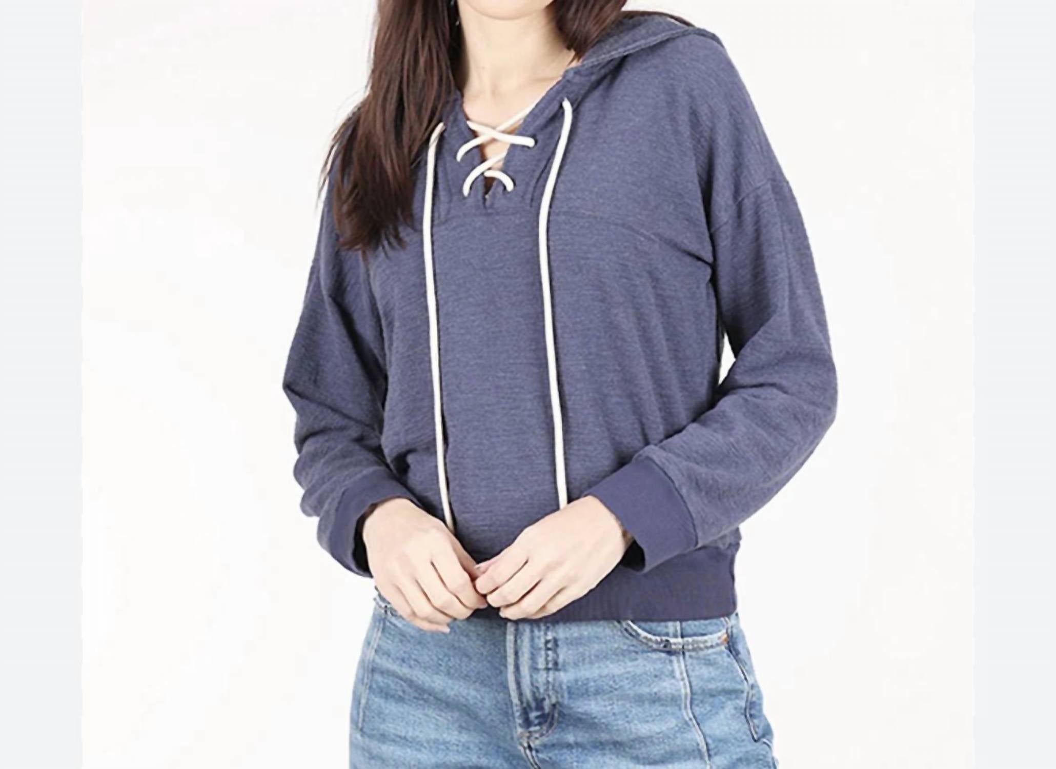 Mododoc - lace up Henley hoodie
