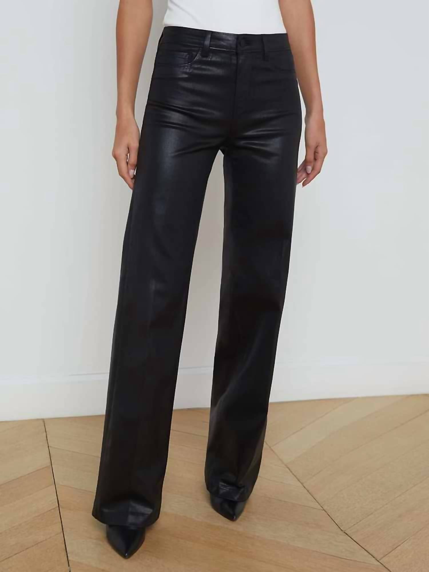 L'Agence - Clayton Coated Wide-leg Jean