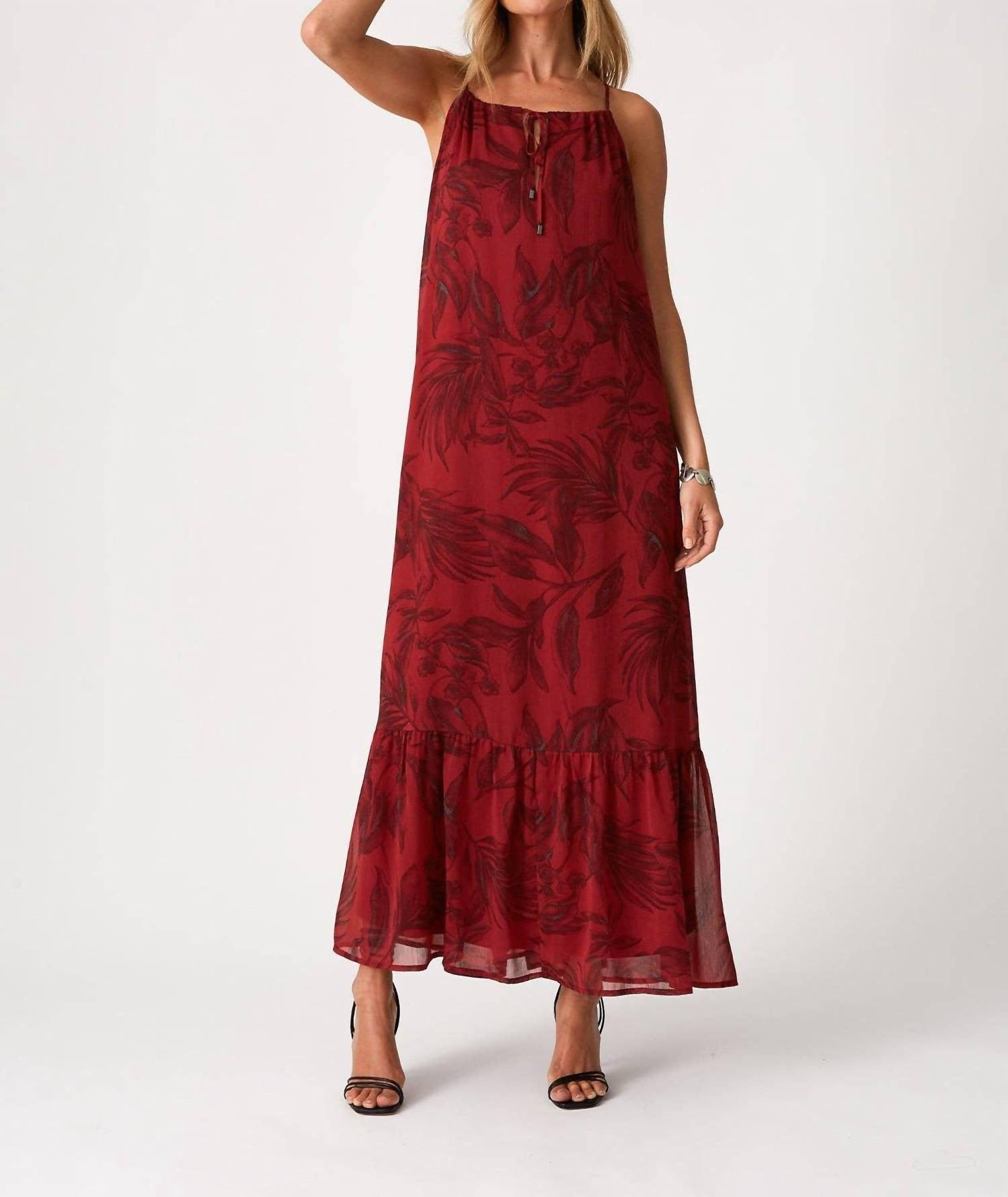 Lovestitch - Floral Tie Front Halter Maxi Dress