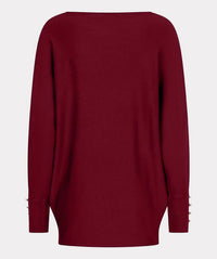Esqualo - Batwing Buttoned Cuff Basic Knit Sweater